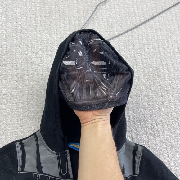 VTG Star Wars Hoodie Boys Sz 3 Black Darth Vader Zip Up Graphic Lucasfilm - Picture 13 of 15